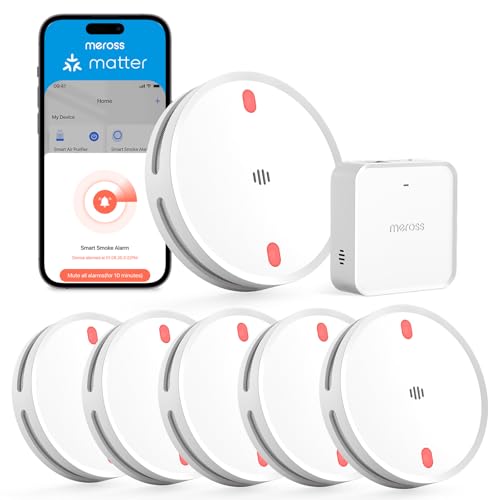 (-23%) Meross Matter Rauchmelder Vernetzter mit MSH450 Hub, WLAN Feuermelder