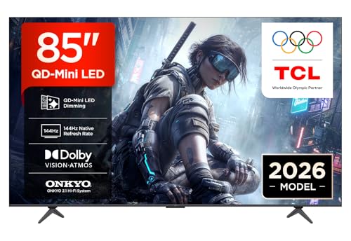 (-29%) TCL 85T8D QD-Mini LED 85 Zoll Fernseher, 4K Smart TV, Google TV, 144 Hz