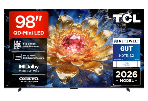 🔥 STARKER PREIS (-45%) TCL 98T8D QD-Mini LED 98 Zoll Fernseher, 4K Smart TV, Google TV, 144 Hz