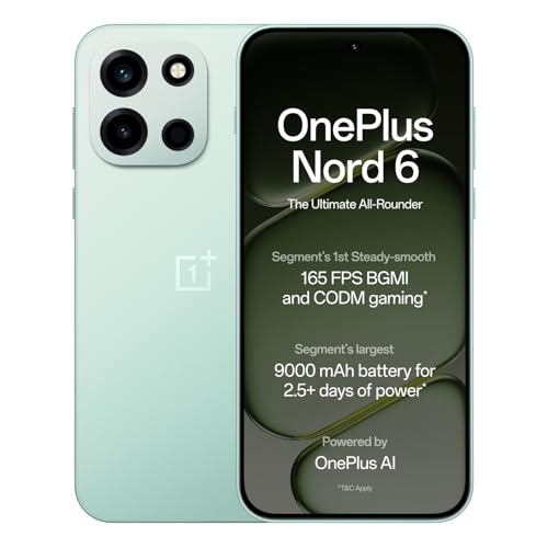 OnePlus Nord 6 Mint Green, 30% off ₹36999, 8GB+256GB, 165FPS Gaming & 9000mAh Battery