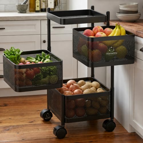 Square Kitchen Rack 3- Layer | Lifetime Usage Heavy Duty Steel Trolley | Kitchen Storage | Onion Potato Rack For Kitchen | Multipurpose Storage Rack f