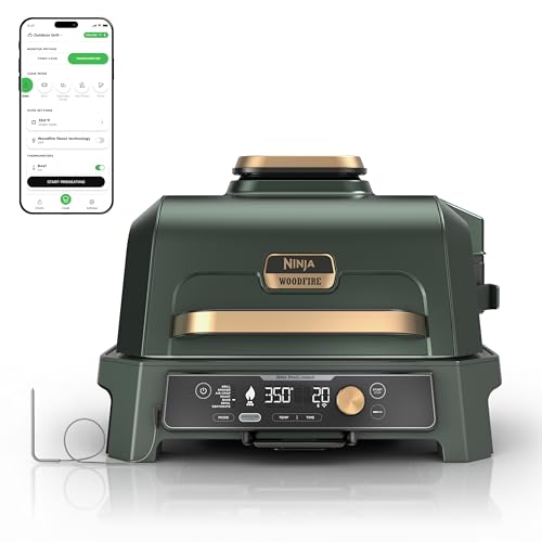 Ninja Woodfire Pro Connect XL Outdoor Grill & Smoker | Bluetooth, App Enabled | 7-in-1 Grill, BBQ Smoker, Outdoor Air Fr