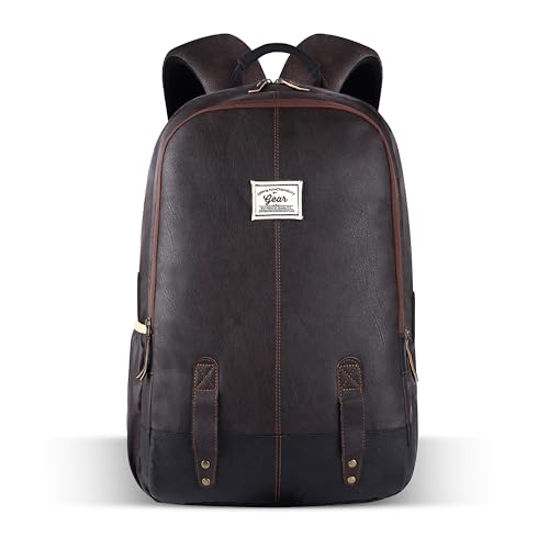 Gear Classic 19”/23L Medium Faux Leather (without Anti Theft) Water Resistant Laptop Backpack/Casual Backpack/Daypack/Travel Backpack/College Bag For 