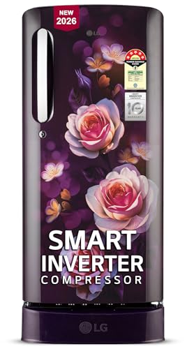 LG 185 L, 5 Star, Smart Inverter, Direct Cool Single Door Refrigerator (GLD1956ZAPB, Purple Bloom, Fit Max Chiller Tray, Base stand with Drawer & Runs