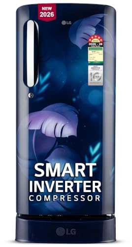 LG 185 L, 5 Star, Smart Inverter, Direct Cool Single Door Refrigerator (GLD1956ZABI, Blue Ilan, Fit Max Chiller Tray, Base stand with Drawer & Runs on