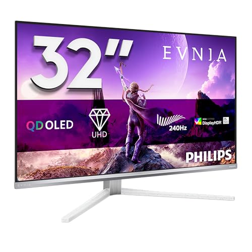 (-10%) PHILIPS 32M2N8900P 32 Zoll UHD USB Hub Monitor, 240Hz, QD-OLED Panel, 0.03ms GtG, Adaptive Sync, HDR500 TrueBlack, Höhenverstellung,Lautsprecher (3840x2160 HDMI 2X 2.1 DP 1x 2.1) Silber