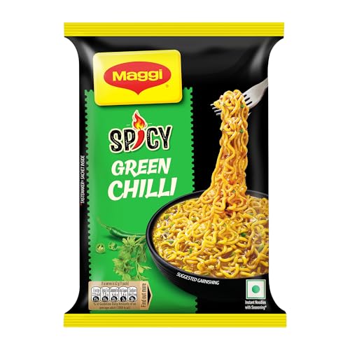 MAGGI Spicy Green Chilli Noodles, Spicy Green Chilli Flavour, 62g Pack Spicy green chilli flavour instant noodles; for a quick, spicy snack anytime, a