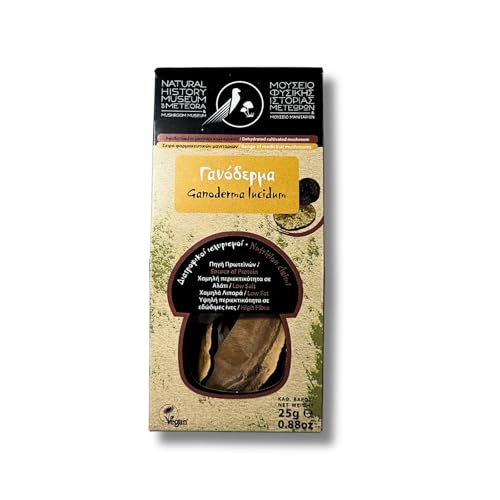 Natural History Museum of Meteora & Mushroom Museum Ganoderma (Reishi) Dried Mushrooms 25g – Dehydrated Functional Mushroom – High Fibre, Low Fat, Natural Ingredient