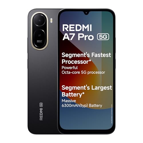 REDMI A7 Pro 5G (Black, 4GB RAM, 64GB Storage) | Segment's Fastest Processor | Segment's Largest Battery | Segment's Largest & Smoothest 6.9in 120Hz D