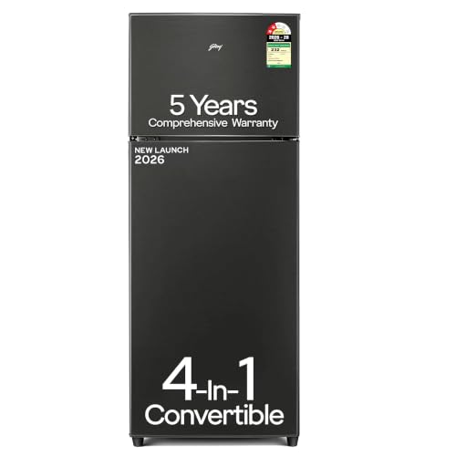 Godrej 272 L 2 Star| 5 Years Comprehensive Warranty| New Launch| 4-In-1 Convertible| 95%+ Food Surface Disinfection| Inverter Double Door Refrigerator