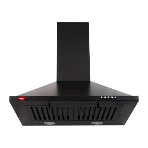 Pigeon 60 cm 1250 m3/hr Pyramid Kitchen Chimney with Elegant Look, Baffle Filter, Push Button, Efficient Dual LED Lamps (Black)