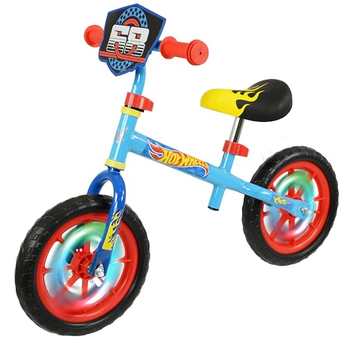 Hot Wheels 12" Boys and Girls Balance Bike 2+ Years Old with Light Up Wheels - Adjustable 12 Inch Balance Bike - Kids Balance Bike 2+ Years Old - Toddler Balance Bike