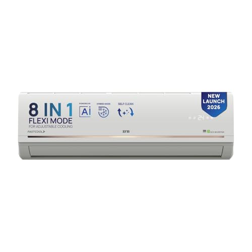 IFB 2 Ton 3 Star,New star rated, AI Powered Inverter Split AC,Hybrid Mode, 8-in-1 Flexi Mode, Heavy Duty Compressor, Long Air Throw, Self Clean, Dual 