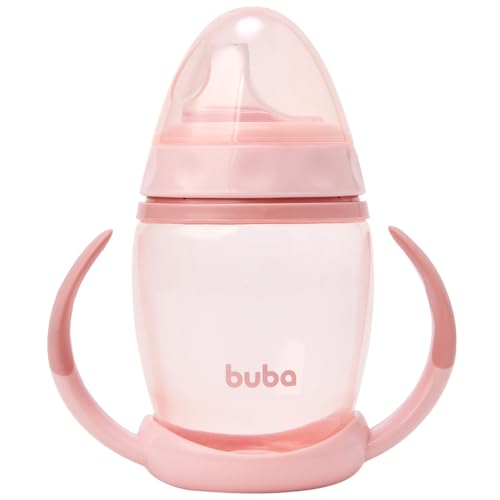 Buba Copo Infantil de Silicone Rosa Claro, 250ml, com Alça Removível, Tampa Protetora, Livre de BPA