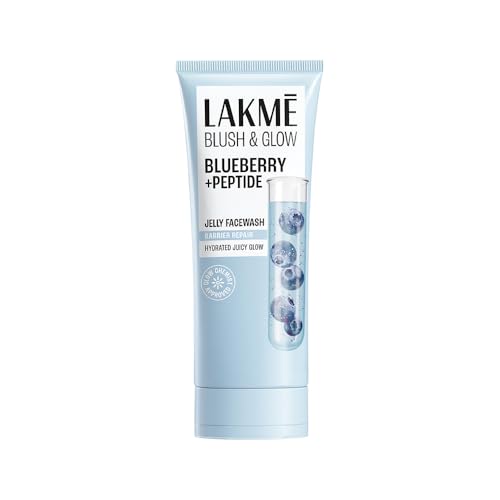 LAKME Blush & Glow, Blueberry + Peptide Gentle Jelly Facewash, 100g, for Hydrated Juicy Glow, with Blueberry Extract & Blue Peptide, Clinically Proven