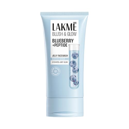 LAKME Blush & Glow, Blueberry + Peptide Gentle Jelly Facewash, 150g, for Fresh and Hydrated Skin, with Blueberry Extract & Blue Peptide, Removes Dirt 