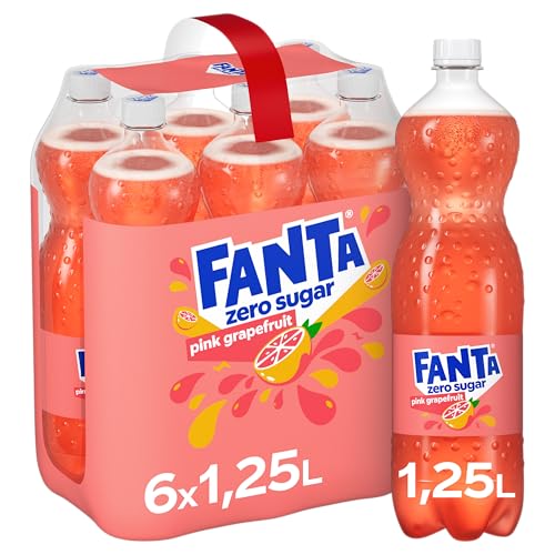 🔥 STARKER PREIS (-30%) Fanta Zero Pink Grapefruit Limonade, Limonade ohne Zucker, 6 x 1,25 l