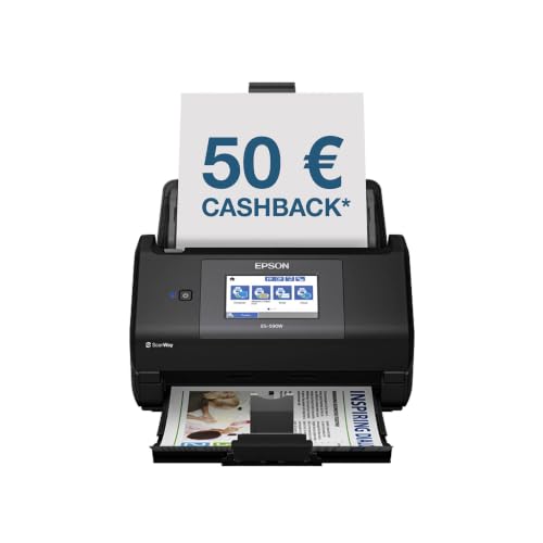 (-23%) Epson Workforce ES-590W WLAN Dokumentenscanner | 45 S./Min. / 90 ipm | 100 Blatt automatischer Dokumenteneinzug | 10,9 cm Touchscreen | Farbe | Kabelloses Scannen an mehrere Ziele | Bis DIN A4