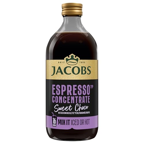 (-22%) Jacobs Espresso Choco Concentrate, Aromatisiertes Getränkekonzentrat aus Löslichem Bohnenkaffee, Schoko Geschmack, Hergestellt in Österreich, Glasflasche, 16 Portionen, 485 ml