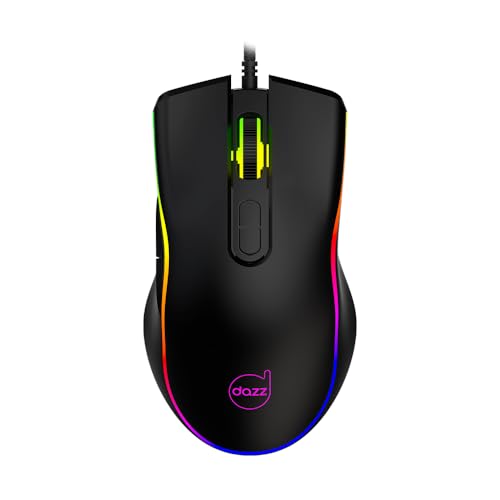 Dazz Mouse Gamer GMO1000 Rainbow RGB, 3600 DPI, com Fio USB 2.0, Design Ergonômico, Preto