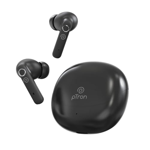 pTron Bassbuds Tunes V2 In-Ear TWS Earbuds with Stereo Sound, 40Hrs Playtime, Stereo Calls, Bluetooth V5.3 Headphones with Quick Pairing, Touch Contro