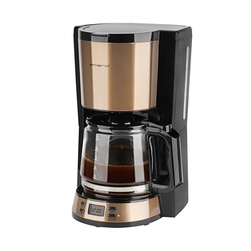 (-30%) EMERIO Filter Kaffeemaschine mit Timer & Display | Kupfer Design | 1.5l Glaskanne für bis zu 12 Tassen frischen Kaffee | herausnehmbarer Permanent-Filter | Anti-Tropf-Funktion | 1000W | CME-124994.2
