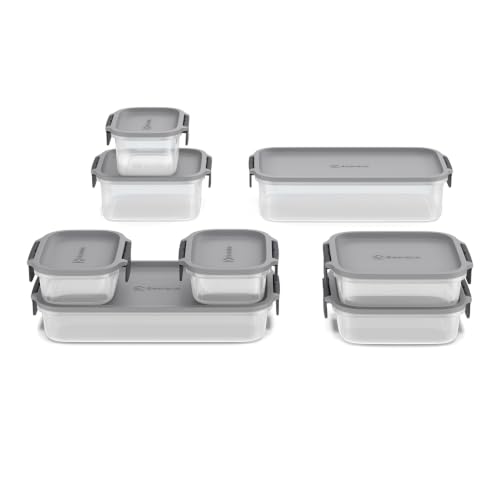 Electrolux Kit 8 Potes Herméticos de Plástico Cinza, 6,4L | Multiuso, Vedação Silicone, Safelock, Empilhável e Modular, para Armazenamento de Alimentos