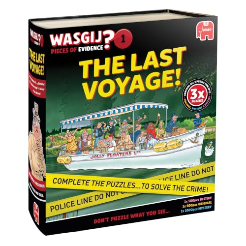 Wasgij Pieces of Evidence 1, The Last Voyage! 3 Legpuzzels voor Volwassenen | Breinbrekende legpuzzels voor volwassenen – 2 x 500 & 1 x 1000 stukjes – FSC-gecertificeerd – Cadeau voor kerst & verjaardag
