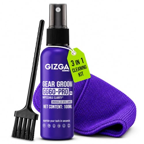 Gizga Pro Series 3-in-1 Laptop Cleaning Kit | 100ml Screen Cleaner Spray, Microfiber Cloth & Cleaning Brush | Alcohol-Free Laptop Screen Cleaner for P