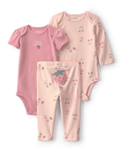 Carter's Conjunto de 3 peças para bebês meninas, rosa, 12 Meses