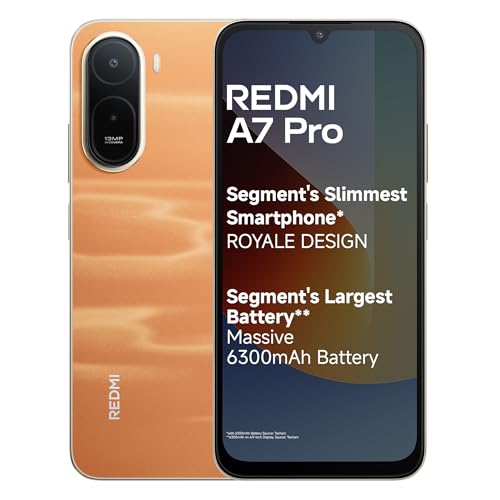 Redmi A7 Pro 4G (Sunset Orange, 4GB RAM, 64GB Storage) | Segment's Slimmest Smartphone | Segment's Largest 6300mAh Battery| Segment's Largest 17.53cm 