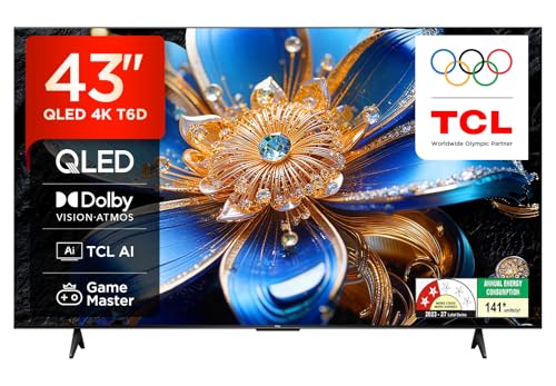 TCL 108 cm (43 inches) 4K Ultra HD Smart QLED Google TV | HDR 10+ | Dolby Vision & Atmos | 30W Speaker Output | Game Master | 43T6D