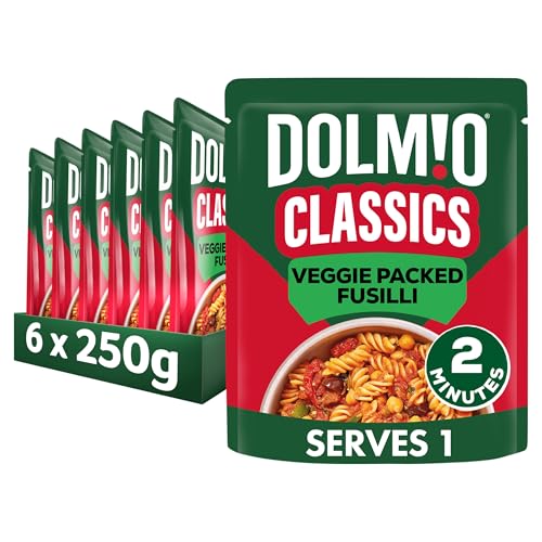 Dolmio Classics Veggie Packed Fusilli Pasta ready in 2 minutes Pasta Ready Meal serves 1 multipack 6x 250g