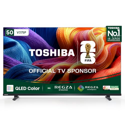 Toshiba 50 Inch QLED Smart TV (50V37SP) | 60 Hz | REGZA Engine, VIDAA OS, Voice Remote, Game Mode, DTS Virtual:X, Dual Band WiFi, Direct LED