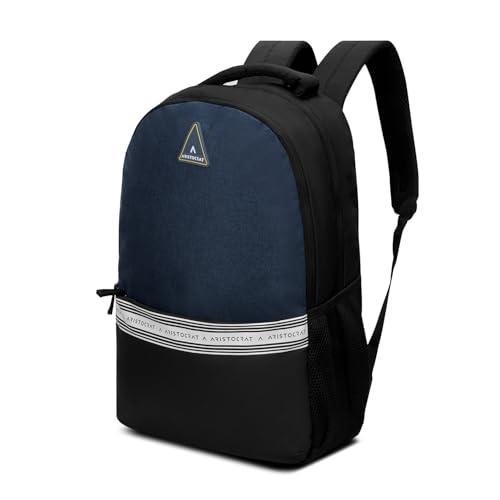Aristocrat Blake 18L Laptop Backpack (Upto 15.6"),2 Compartments,Blue-Black | Front & Side Pockets, Adjustable Straps, Durable Fabric & Zipper, Office