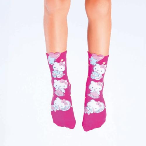 Hello Kitty Meia Individual Soquete 3D Pijama Pink Cano Médio Feminino Infantil Tamanho 31-34 1 Par