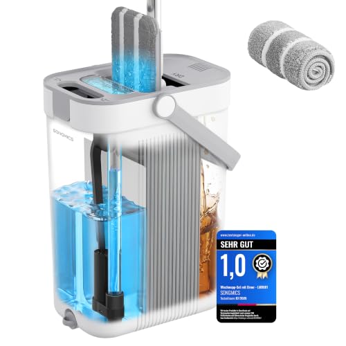 (-25%) SONGMICS Wischmopp-Set mit Eimer, Bodenwischer, 1 Mikrofaserbezug