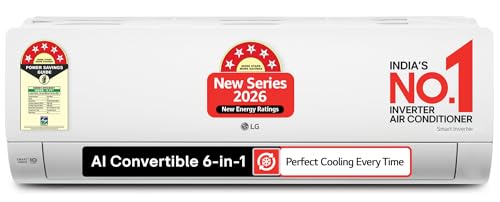 LG 1.5 Ton 5 Star,New star rated, Smart Inverter Split AC (Copper, AI Convertible 6in1,VIRAAT Mode, Faster Cooling & Energy Saving, 4 Way Swing, HD Fi