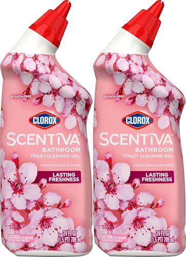 �️Clorox Scentiva Bathroom Toilet Cleaning Gel, Cherry Blossom and Peach, 24 Fluid Ounces (Pack of 2)