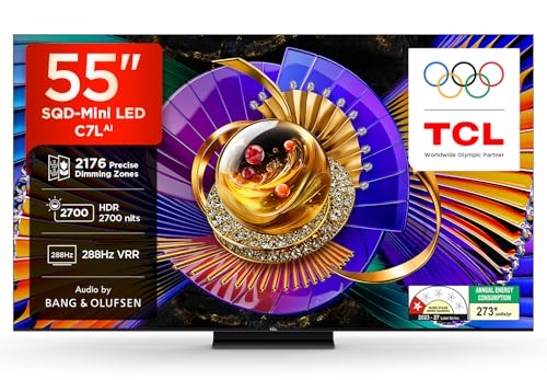 TCL 139 cm (55 inches) 4K SQD-MiniLED TV 55C7L (Black)