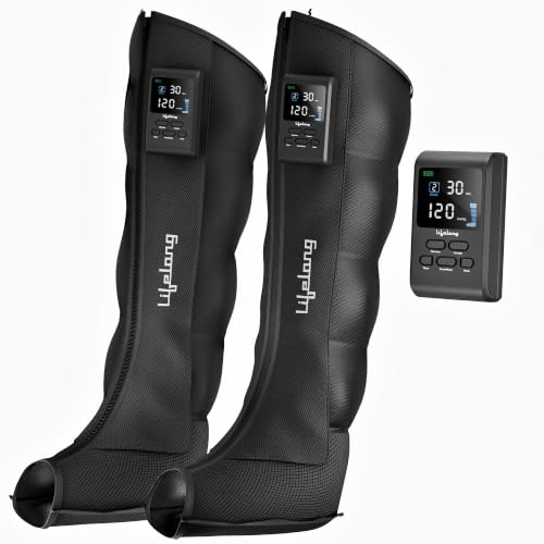 Lifelong Air Compression Leg & Foot Massager Machine for Pain Relief | 4000mAh Cordless Feet Massager with 240mmHg Pressure & 5Air Chambers | 2 Contro