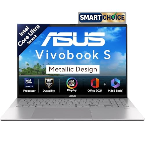 ASUS Vivobook S16 OLED,Smartchoice,Intel Core Ultra 7 255H,16GB RAM,512GB SSD,16", Win11, Office 2024, M365 Basic(1Y), Cool S