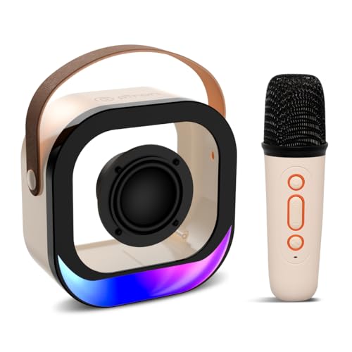 pTron Fusion Moment 10W Mini Bluetooth Speaker with Wireless Karaoke Mic, RGB Lights, Voice Change Effects, 6H Playtime, Bluetooth v5.3 & Type-C Fast 