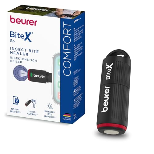 (-40%) Beurer BiteX Go Deep Black Insektenstichheiler für Smartphone, Mückenstich Hitzestift gegen Juckreiz & Schwellungen durch Wärme, elektrischer Stichheiler Handy für Android & iPhone (USB-C), mit Licht