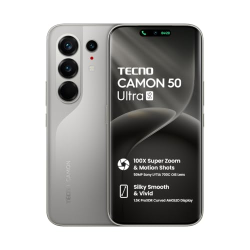 Tecno CAMON 50 Ultra 5G (Nebula Titanium, 8GB+256GB | 100X Super Zoom & Motion Shots 50MP Sony LYTIA 700C OIS Lens | Silky Smooth & Vivid 1.5K ProXDR 
