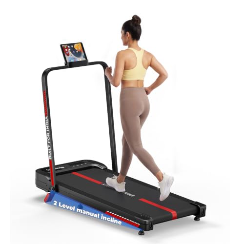 Lifelong 4 HP MotorizedTreadmill for Home|2-Level Manual Incline |Speed 1-10 km/h |LED Display|12 Workout Programs |100 kg Capacity |Gym Equipment for