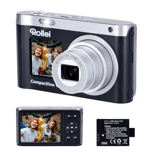 Rollei Compactline 12X Digitalkamera 64MP 4K Fotokamera 12X Optischer Zoom