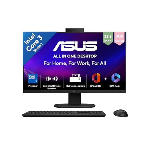 ASUS V440 (2026),Intel Core 3 100U (i3-14th Gen),Intel iGPU,8GB/512GB,FHD,23.8"(60.45 cm),Win 11,M365 Basic(1Y),Office 24,Black,5.46 kg,V440VAB-KBC300