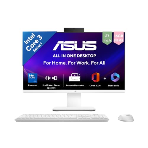 ASUS V470 (2026),i3-14th Gen,Intel Core 3 100U,Intel iGPU,16GB/512GB,FHD,27"(68.58 cm),Windows 11,M365 Basic(1Y),Office 24,White,7 Kg,V470VAB-KWC3004W