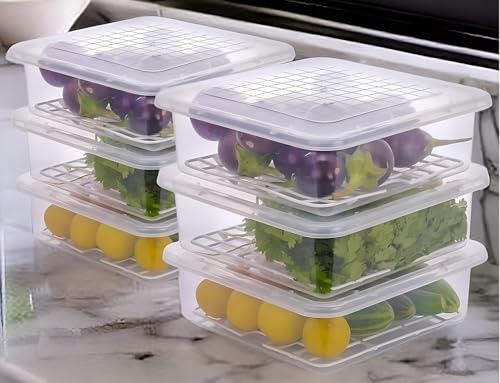 HomeWiz Fridge Storage Containers 2000ml x6 | Air Tight Storage Container Set | Fridge Organiser Storage Boxes |Food Grade BPA-Free Plastic Containers